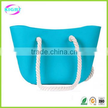 Waterproof silicon beach bag with rope handle