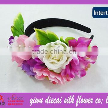 Fancy Artificial Flower Decorated Plastic Hairbands