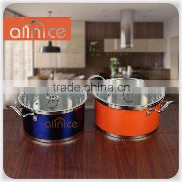 Wholesale good quality colored 4 pcs 24cm/26cm stainless steel cookware cooking cook pot