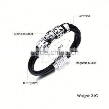 Ally Express Wholesale Bracelet Black Leather Lion Men Bracelet photo-6