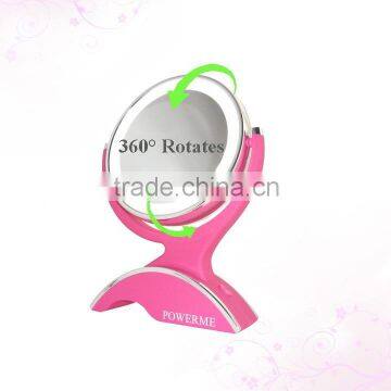 Double Sided Wood Like Makeup Mirror With LED Light photo-3