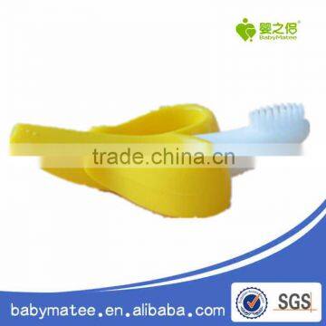 Babymatee import baby products factory price ecofriendly bendable training silicone rubber baby toothbrush