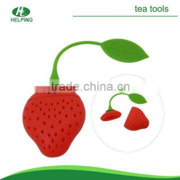 Red strawberry shape silicone tea strainer/tea bag/tea infuser.