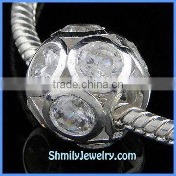 Wholesale Fashion Sterling Silver Beads With Rhinestone BCZ42A
