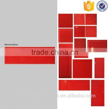 10x30 indoor wall tile, red decorative glazed glossy tiles, brick effect cheap interior tile