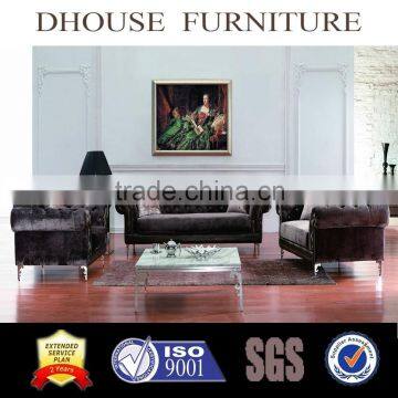 New Classic Crystal Tufted Brown Fabric Sofa Set AL097