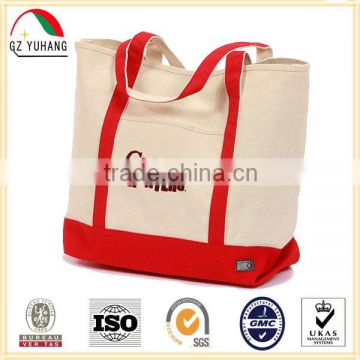 Green Earth Bags Heavy Canvas Reusable Grocery Tote Bag with Red Handles