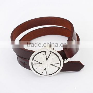 Fashion Style Leather Bracelet With metal button bangles