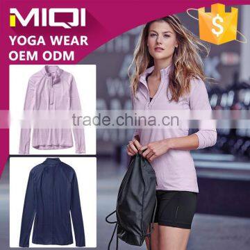 Wholesale yoga jacket high collar with light purple, custom yoga jacket for woman