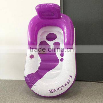 foot printing purple backrest pool inflatable lounge chair