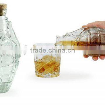 Glass Grenade Decanter bottle for whiskey 500ml