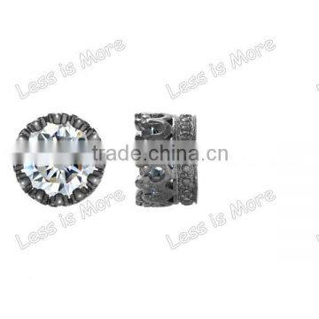 Gun Metal Crown Setting CZ silver Stud Earrings