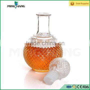 500ml round empty glass wine bottle with glass lid