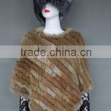 Women shawl knitted rabbit fur poncho 2016 new style shawl