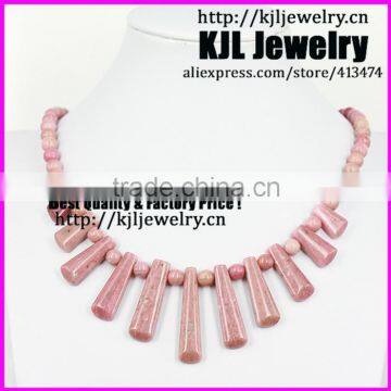 KJL-A0432 fashion charm necklace, pink agate stone and beads made women's necklace jewelry