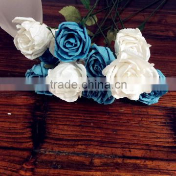 wedding decoration rose, blue & white crepe paper rose, party decoration rose