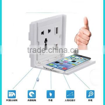 Universal Dual 2 ports USB wall socket charger with PHONE stand hotel use home use