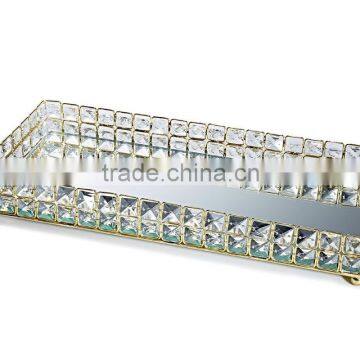 Fashion Decorative Crystal Mirror Tray