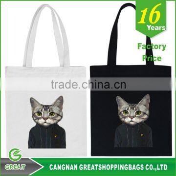 Black coated cotton shopping bag with logoprinted