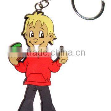 cute boy rubber keychain with nickel free key ring