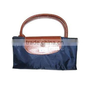 Blue Fabric Handbag with Zipper and Button, Measures 30 x 15 x 10-1/4 Inches