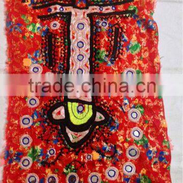 Amazing hand embroidery Vintage mirror work old dress Indian Banjara girl dress yoke textile