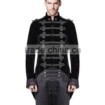 Mens Tailcoat Jacket Black Velvet Goth Steampunk Victorian Aristocrat