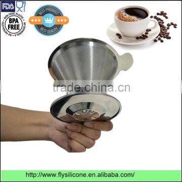 Reusable Coffee Filter with Paperless Stainless Steel Pour Over Coffee Dripper for Single Cup