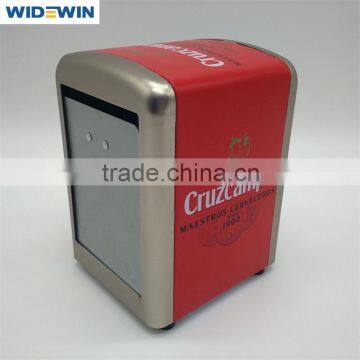 Best selling standard tinplate napkin holder/tin napkin dispenser