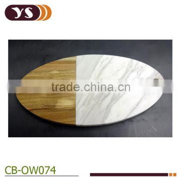 marble and acacia wood serving board