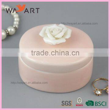 Beautiful Pink Round Shaped Ceramic Jewelry storage