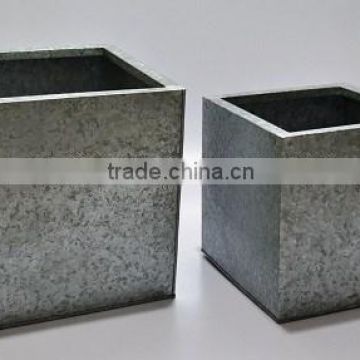 Square Galvanised Garden Planters in Oxidized Finish