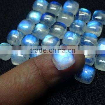 Rare Cushion Cut Blue Flashy 10x10 mm Natural Rainbow Moonstone