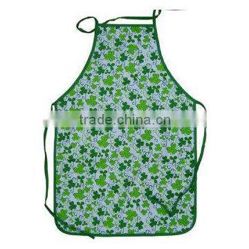 new flower design green cotton/polyester kitchen printing waist apron for women