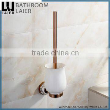 Hotel Decorative Printing Lines Zinc Alloy Rose Gold Finishing Bathroom Accessories Wall Mounted Toilet Brush Holder