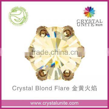 Crystal Unite Lead Free Chaton in Crown Setting, Crystal Blond Flare