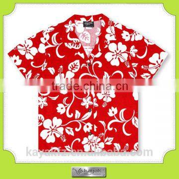 custom red all around printed men's cotton hawaiian shirt