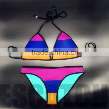 Customized High Quality Beach Tassel Neoprene Bikini With Bead At End Of Tie