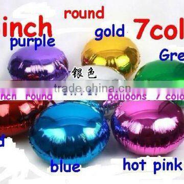 Solid Plain foil balloons , Assorted Solid Color Round Mylar Party Balloon 18inch