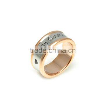 Hotselling rose gold custom engraved ring custom made stainless steel ring