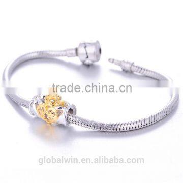 Custom Engarving 18K Gold Plating Charms Solid European Tube Bead 925 Sterling Silver Beads Wholesale 14K Gold Charms Bead photo-3