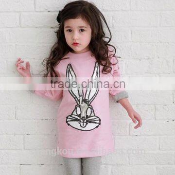 kids girls fall and winter clothes wear kids pink suit rabbit printed girls t shirt and pants