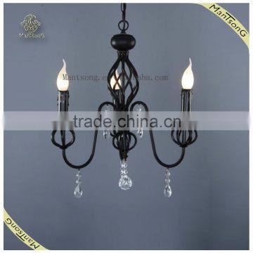 Classic Design Indoor Decorative Light Iron Candle Chandelier, Iron Chandelier Lamp Crystal Pendant Light