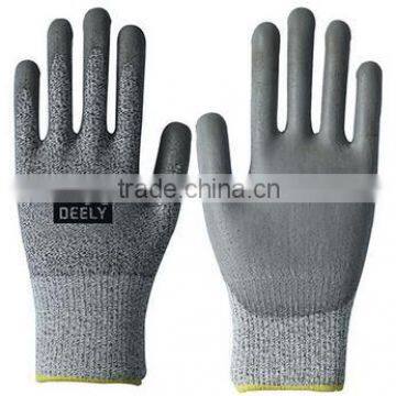 cut resistant knit gloves with PU coated palm gloves/anti-cutting safety gloves/nitrile coated cut resistant gloves