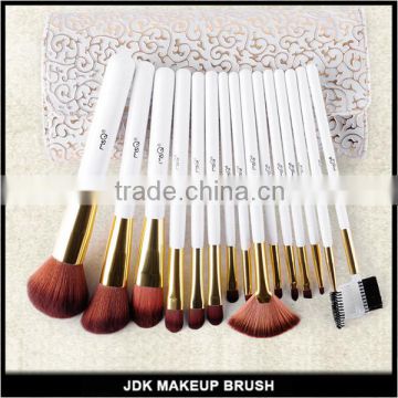 15 pcs cosmetic brush kit Pearl White foundation brush set make up brushes golden lace pu bag