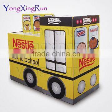 school bus shaped cardboard display