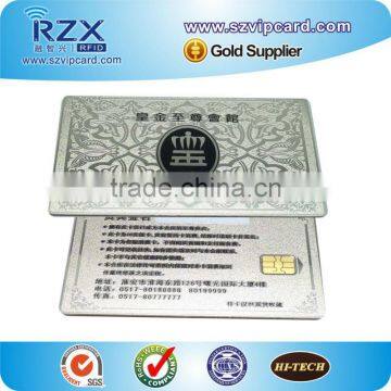 Silver metal business card with SLE4442/AT24C02