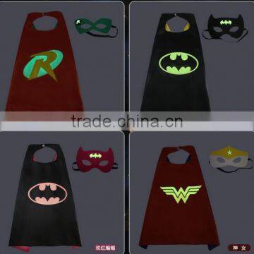 Wholesale 70cm Glow in Dark Kids Superhero Cape and Masks