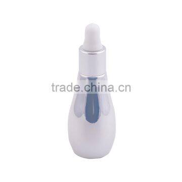 UV Gel Silver Gold Colored Bowling Shaped Glass Dropper Bottle for E-juice, Empty Mini Glass Essential Oil Bottles