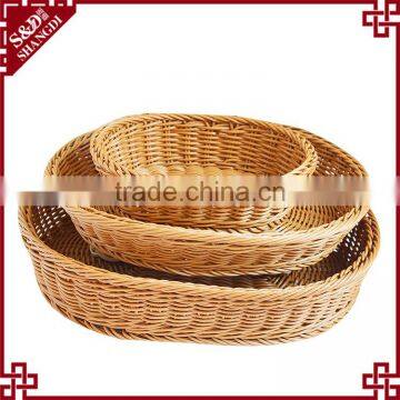 Factory price empty picnic basket small rattan woven for fruit or bread